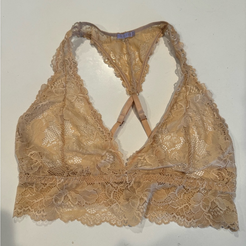 SavageX Fenty honey nude lace racerback bralette, S